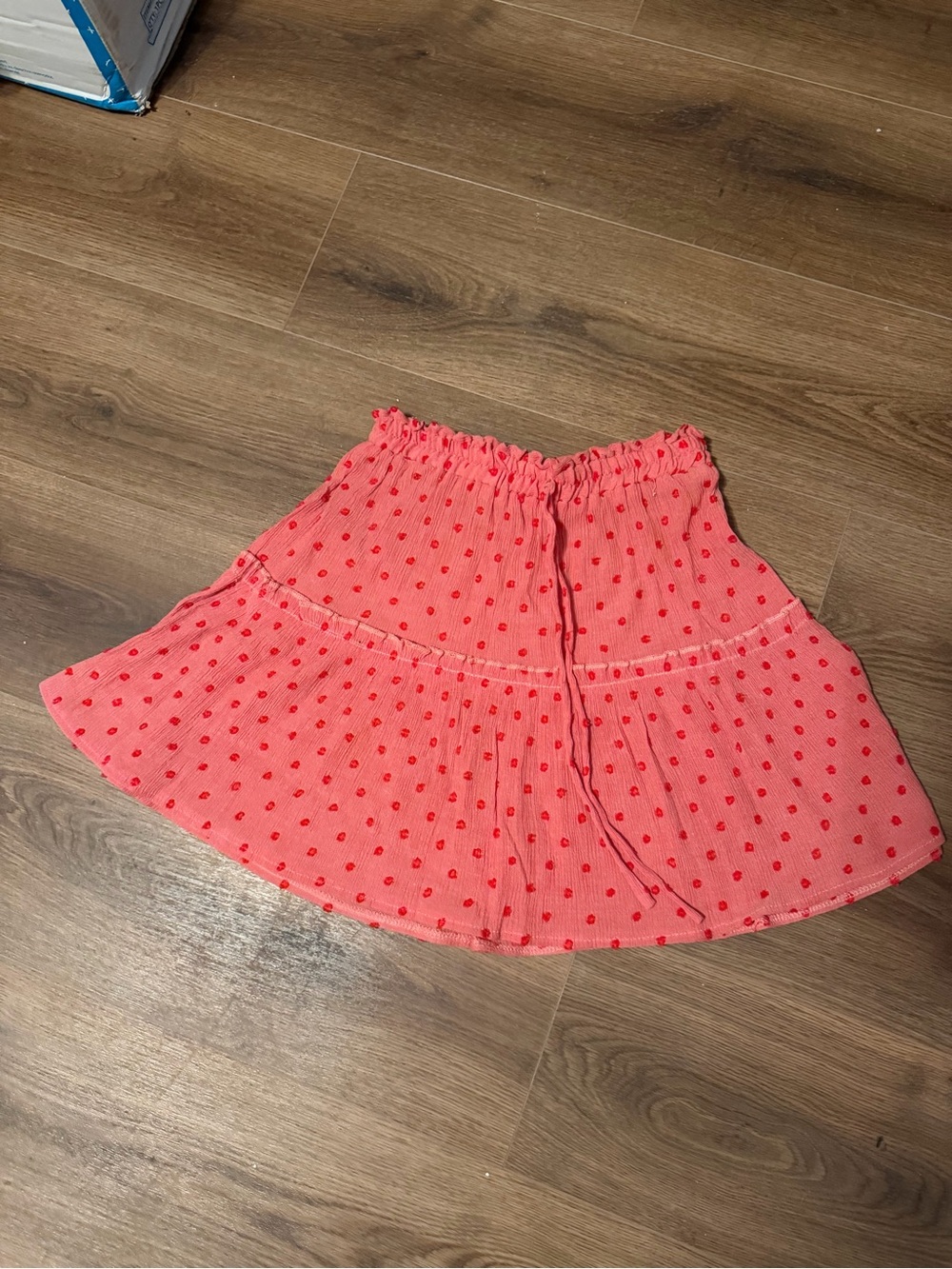 Pink Polka Dot Circle Skirt with Elastic Waist
